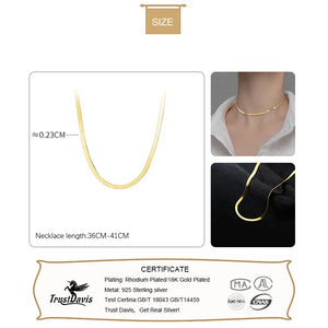 TrustDavis 925 Sterling Silver Snake Chain Clavicle Necklace for Women