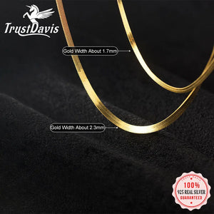 TrustDavis 925 Sterling Silver Snake Chain Clavicle Necklace for Women
