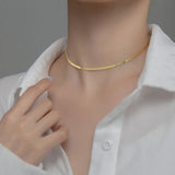 TrustDavis 925 Sterling Silver Snake Chain Clavicle Necklace for Women