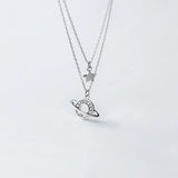 TrustDavis 925 Silver Star & Universe Love Necklace for Girls Women Wedding