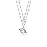 TrustDavis 925 Silver Star & Universe Love Necklace for Girls Women Wedding