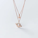 TrustDavis 925 Silver Star & Universe Love Necklace for Girls Women Wedding