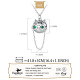 TrustDavis Sterling Silver Cat With Glasses CZ Pendant Necklace DS1901