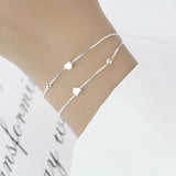 TrustDavis Sterling Silver Heart Beads Bracelet for Women