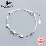 TrustDavis Sterling Silver Heart Beads Bracelet for Women