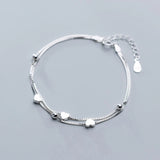 TrustDavis Sterling Silver Heart Beads Bracelet for Women