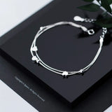 TrustDavis Sterling Silver Heart Beads Bracelet for Women