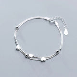 TrustDavis Sterling Silver Heart Beads Bracelet for Women