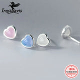 TrustDavis 925 Silver Sweet Love Stud Earrings Gift for Girls Xmas DS3431
