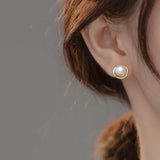 TrustDavis Silver Pearl Stud Earrings Girls Birthday Gift Xmas Jewelry