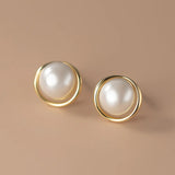 TrustDavis Silver Pearl Stud Earrings Girls Birthday Gift Xmas Jewelry