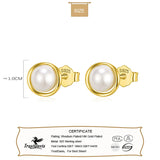 TrustDavis Silver Pearl Stud Earrings Girls Birthday Gift Xmas Jewelry