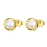 TrustDavis Silver Pearl Stud Earrings Girls Birthday Gift Xmas Jewelry