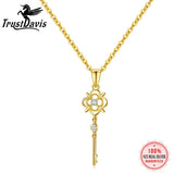 TrustDavis 925 Sterling Silver Zircon Key Pendant Necklace