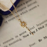 TrustDavis 925 Sterling Silver Zircon Key Pendant Necklace