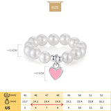 TrustDavis 925 Sterling Silver heart Synthesis pearl Opening Rings For Women