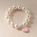 TrustDavis 925 Sterling Silver heart Synthesis pearl Opening Rings For Women