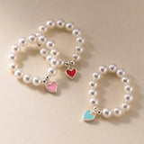 TrustDavis 925 Sterling Silver heart Synthesis pearl Opening Rings For Women