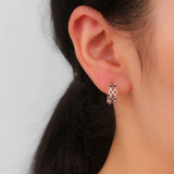 TrustDavis 925 Thai Silver Chain Hoop Geometric Ear Cuff Clip On Earrings