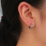 TrustDavis 925 Thai Silver Chain Hoop Geometric Ear Cuff Clip On Earrings