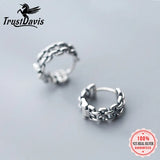 TrustDavis 925 Thai Silver Chain Hoop Geometric Ear Cuff Clip On Earrings