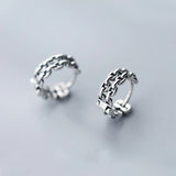 TrustDavis 925 Thai Silver Chain Hoop Geometric Ear Cuff Clip On Earrings