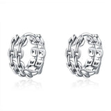 TrustDavis 925 Thai Silver Chain Hoop Geometric Ear Cuff Clip On Earrings