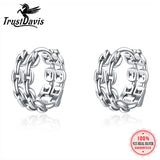 TrustDavis 925 Thai Silver Chain Hoop Geometric Ear Cuff Clip On Earrings