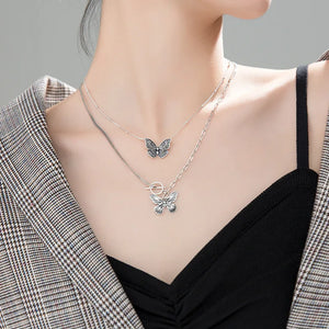 925 Silver Butterfly Necklace Thai Silver Insect Women Birthday Gift