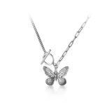 925 Silver Butterfly Necklace Thai Silver Insect Women Birthday Gift