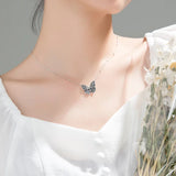925 Silver Butterfly Necklace Thai Silver Insect Women Birthday Gift