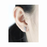 TrustDavis 925 Silver Fishbone Stud Earrings for Girls DS751