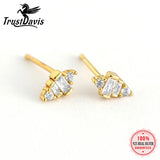 TrustDavis 925 Silver Geometric Charm Stud Earring Wedding Party S925 Jewelry