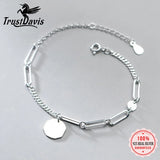 TrustDavis 925 Silver Geometric Charm Bracelet for Women