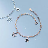 TrustDavis 925 Silver Geometric Charm Bracelet for Women