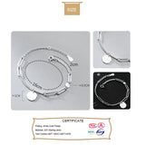 TrustDavis 925 Silver Geometric Charm Bracelet for Women