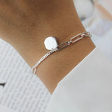 TrustDavis 925 Silver Geometric Charm Bracelet for Women