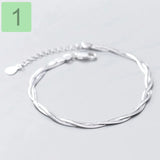 TrustDavis 925 Silver Geometric Charm Bracelet for Women