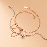 TrustDavis 925 Silver Geometric Charm Bracelet for Women