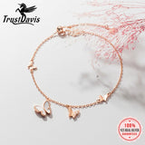 TrustDavis Butterfly Chain Bracelet Women Wedding Fine Jewelry