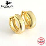 TrustDavis 925 Silver Smooth Hoop Earring Women Wedding Fine Jewelry