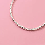 TrustDavis 925 Sterling Silver Heart Beads Bracelet