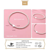 TrustDavis 925 Sterling Silver Heart Beads Bracelet