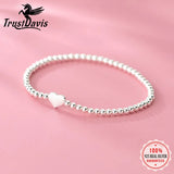 TrustDavis 925 Sterling Silver Heart Beads Bracelet