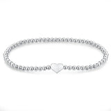 TrustDavis 925 Sterling Silver Heart Beads Bracelet