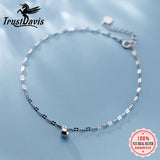 TrustDavis 925 Silver Beads Chain Anklets For Women DA1154