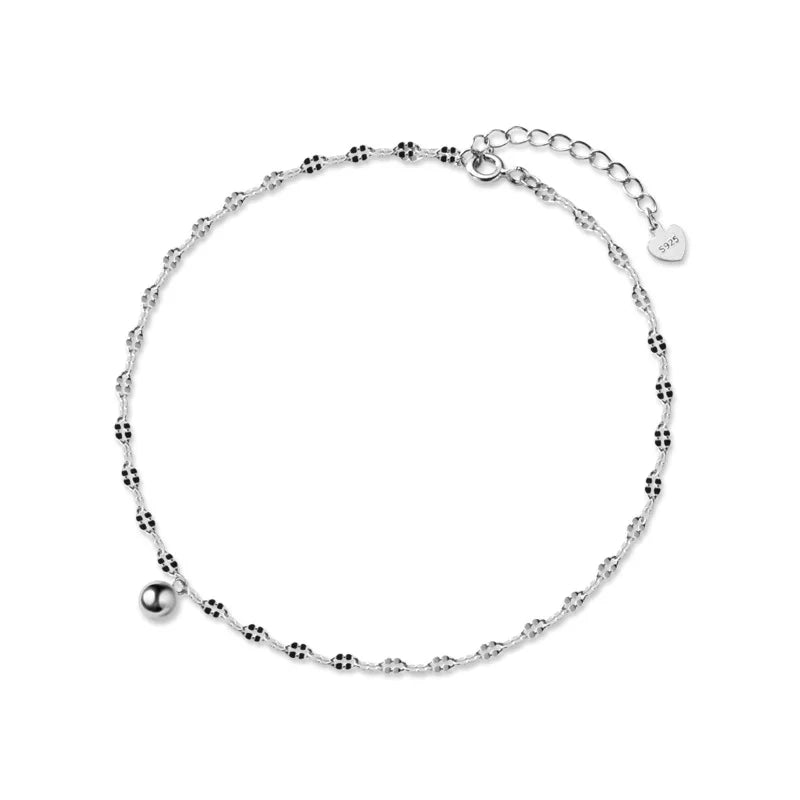 TrustDavis 925 Silver Beads Chain Anklets For Women DA1154
