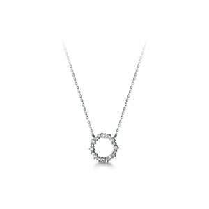 TrustDavis Silver Round CZ Pendant Necklace for Women