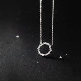 TrustDavis Silver Round CZ Pendant Necklace for Women