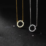 TrustDavis Silver Round CZ Pendant Necklace for Women